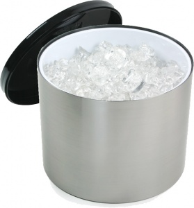 Large 12.5 Litre Round Ice Bucket Brushed Aluminium Metal Effect Pub Bars UK
